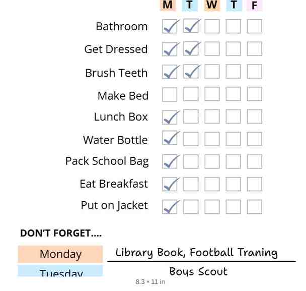 SchoolMorningChecklis